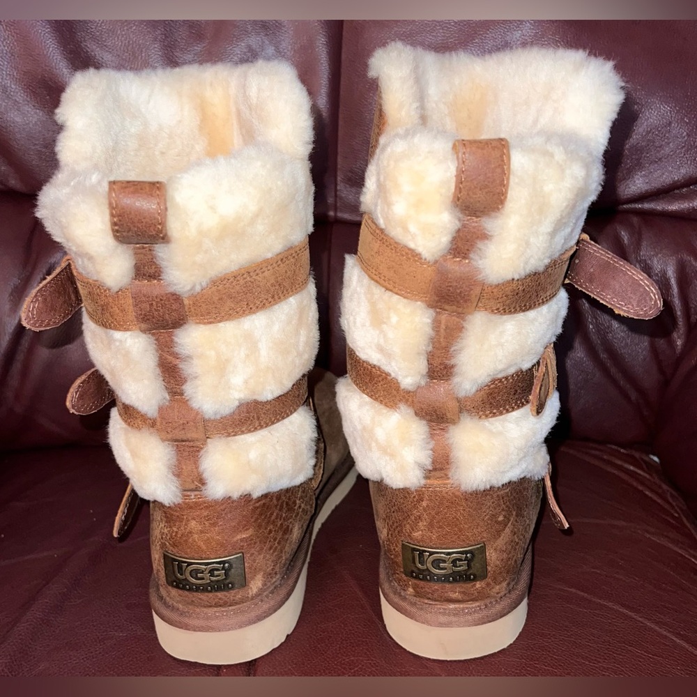 UGG Australia Becket Brown Winter Boots with Decorative Closure Belts